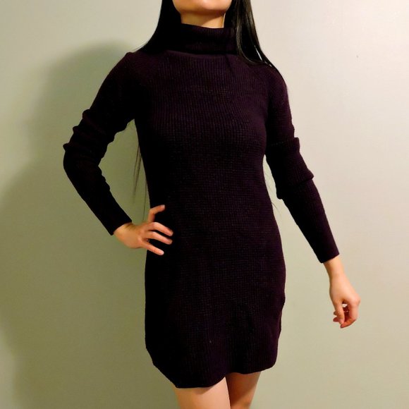 Wilfred Free Purple Turtleneck Merino Wool Sweater Dress, Size XS - Picture 1 of 11